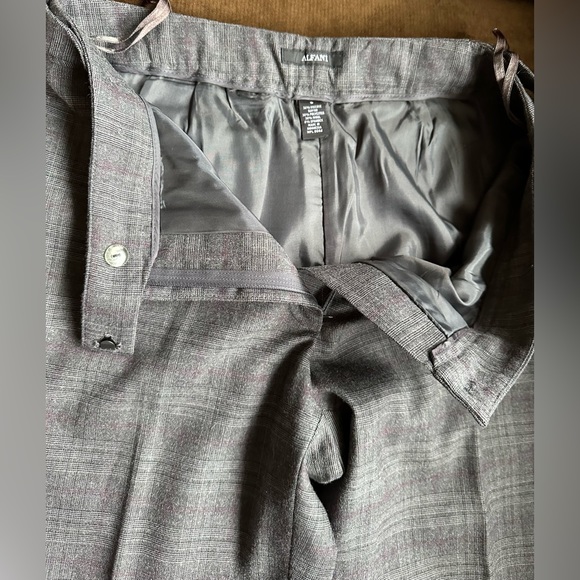 Alfani Gray & Purple Straight Leg Glen Plaid Dress Pants Slacks  SZ 8 Great Cond - Picture 8 of 10